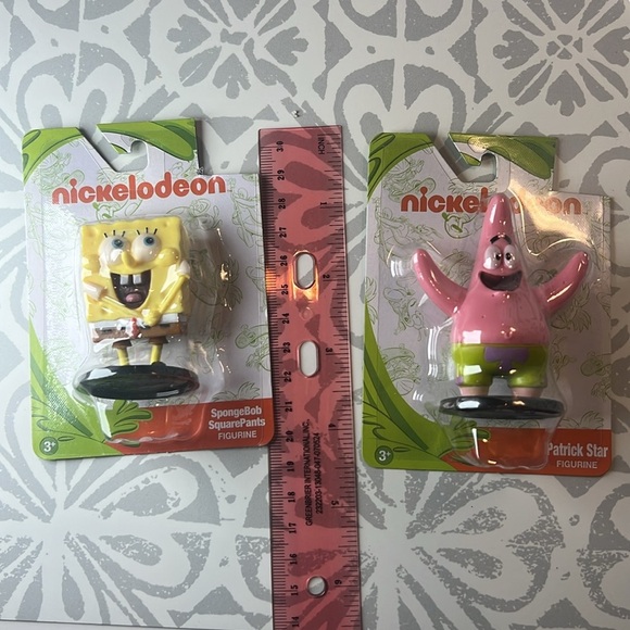 🌟 NWT Nickelodeon SpongeBob and Patrick Set Figurines - Yellow and Pink #buynow - Picture 6 of 6
